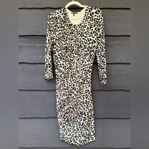 Juicy Couture leopard print ruched dress with 3/4 Sleeves